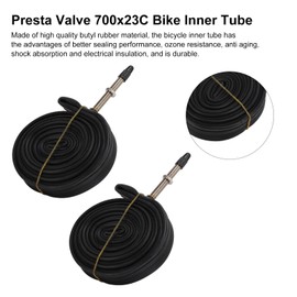 700x23c Inner Tube, 2 Pack Anti Aging Shock Absorption Rubber Bike Inner Tube for Road Bike for Mountain Bike