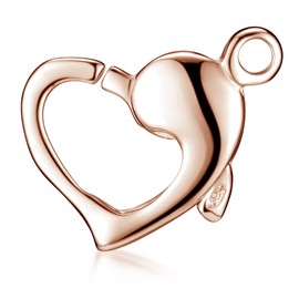 MATERIA by Matthias Wagner Heart Clasp 925 Silver – Carabiner in Heart Shape Fixed Eyelet, Sterling Silver
