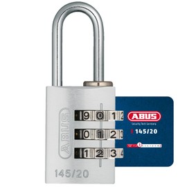 ABUS 145/20 Combination Lock, Solid Aluminium Padlock, Blue