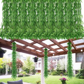 Lyrow 72 Pcs 432 ft Artificial Vine Greenery Garland Hanging Willow Vines for Garden Decor Fake Seaweed Rattan Wicker for Home Wedding Balcony Windowsill Decorations