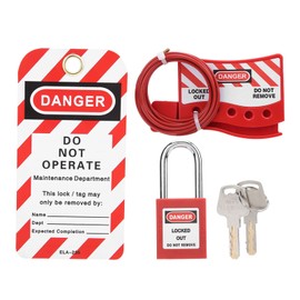 Lockout Tagout Lock Kit, Electric Lockout/Tagout Kit, Lockout Lock Set with Padlock, Warning Sign, Key for Industry, Locks and Accessories