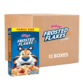 Kellogg's Frosted Flakes Breakfast Cereal, Kids Cereal, Family Breakfast, Family Size, Original (12 Boxes)