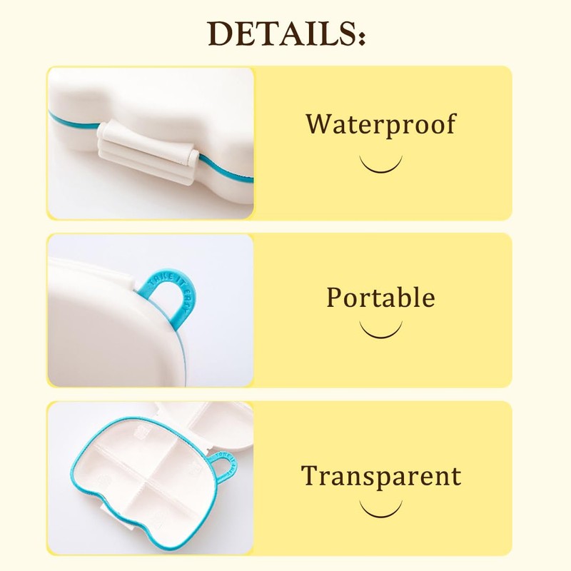 2Pcs DIY Travel Mini Pill Organizer, 7 Compartments Pill Box