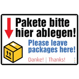 immi Pack of 1 "Bitte hier abgen" (300 x 200 mm Sign with Hole) Leave Packages Here