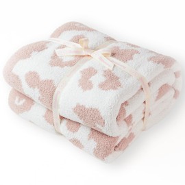 Damonsang Leopard Print Throw Blanket,Super Soft Microfiber Blanket Cozy Fluffy Blanket Cute Plush Blanket,Reversible Cheetah Pink Throw Blanket for Couch Bed Sofa-Rose Pink/White, 50x60 Inches