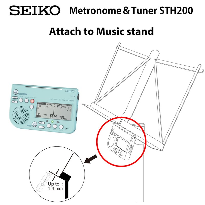 SEIKO セイコー メトロノームチューナー 大音量 譜面台取付可能 吹奏楽部に最適 ブルー STH200L