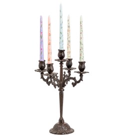 Sungmor Pretty Floral Taper Candlesticks, Beautiful 5-Color Decal Craft, 10" Long Decorative Candle, Scented & Colored Tall Candlestick, Long Burning & Smokeless Tapered Holiday Party Celebrate Candle