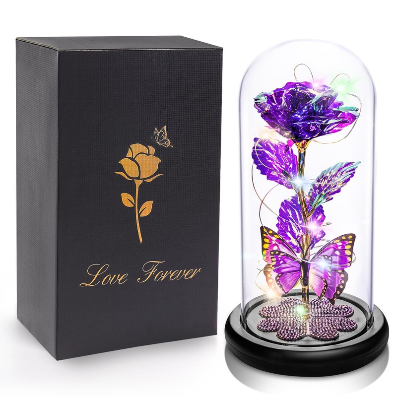 Birthday Gifts for Women Mom, Galaxy Glass Rose Forever Eternal