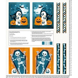 Henry Glass Welcome Foolish Mortals 36.5" Treat Bag Panel Glow in The Dark Multi, Fabric by The Panel