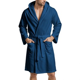 PETTI Artigiani Italiani Unisex, Hooded Microfiber Bathrobe, 100% Made in Italy, Microfibre, Dark Blue, XXL