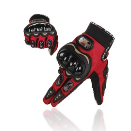 GES Motorcycle Gloves for Men Full Finger Touchscreen Protective Anti-Slip Motocross Gloves for Motorbike, Cycling, Racing(M,Red)