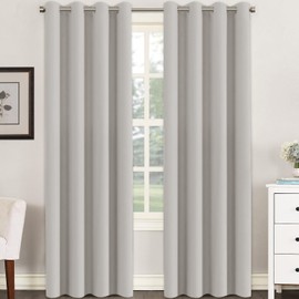 H.VERSAILTEX Premium Blackout Thermal Insulated Room Darkening Curtains for Bedroom/Living Room - Classic Grommet Top (2 Panels, Stone, 52 Inch by 96 Inch)