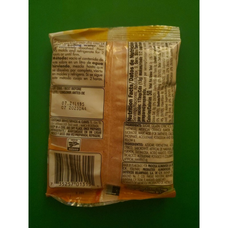 D'GARI 2 PACK D'GARI GELATIN DESSERT ORANGE FLAVOR/GELATINA DE NARANJA