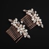 BERYUAN Rose Gold Rhinestone Pearls Wedding Hair Comb Pearls Bridal