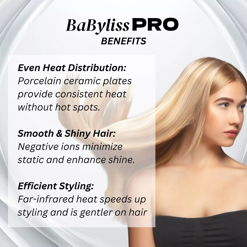 BaByliss PRO Porcelain Ceramic Flat Straightening & Curling Iron DV