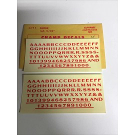 Champ Decals Alphabet Numeral Set L-111: Globe Red, 5/32” New Old Stock