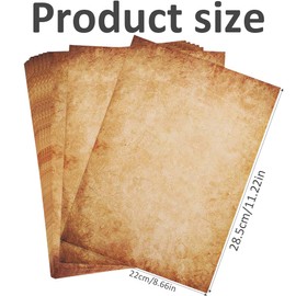 KGDUYC Retro Nostalgic Pleated Shaded Printed Invitation Menu Letter Paper A4 Letter Paper 21x28.5cm (Pack of 30)