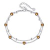 POPLYKE S925 Sterling Silver Yellow Crystal Anklet Layered Chain Ankle