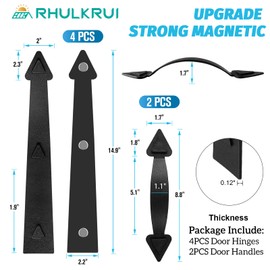 Magnetic Garage Door Hardware,Garage Door Magnetic Decorative Hardware 8 Hinges + 4 Handles for Iron Door,Easy Install,Durable & Waterproof (Classics Style,2 Pack)