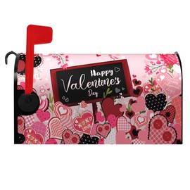 Dacawin Happy Valentine's Day Mailbox Covers Red Love Heart Magnetic Mailbox Cover Floral Holiday Letter Post Box Cover Wrap Standard Size 18" X 21" for Garden Outdoor Yard Decor