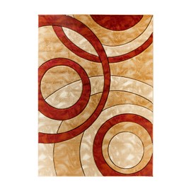 GLORY RUGS Area Rug Modern 5x7 Dark red Circles Geometry Soft Hand Carved Contemporary Floor Carpet Fluffy Texture for Indoor Living Dining Room and Bedroom Area