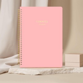 Verveorig Hardcover Cornell Notes Notebook for Note Taking Supplies, B5 Spiral Aesthetic Study Subject Notebooks for School Work College Ruled Meeting Notes Book Studying Essentials, 7.2” x 10”, Pink
