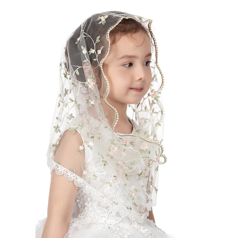 PAMOR Infinity First Communion Veils for Girls Lace Chapel Veil