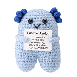 Positive Axolotl, Cute Knitted Standing Emotional Axolotl Crochet Support Animal Doll Toy for Encouragement Uplifting Gift Home Office Decoration Mother Graduation Festive Gift(Blue)