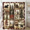 ZCHOMI Rustic Cabin Shower Curtain Farmhouse Country Bear Forest Bathroom