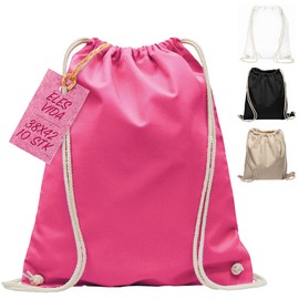 ELES VIDA Cotton Bag, Pack of 10, 38 x 42 cm, Sports Bag, Backpack, Fabric Bag, Gym Bag, Cotton Bag, Jute Bag, Oeko-Tex® Certified Fabric Bag, Shopping Bag, Gym for Painting, pink
