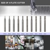 10 Pcs Straight Shank HSS 4 Flute End Mill 1.5