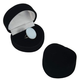 boxdisplays 1 x Black Velvet Heart Shaped Ring Box - Wedding, Engagement Ring Box Jewellery Ring Presentation Box