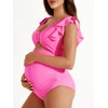 Summer Mae Ribbed Maternity Swimsuit Cutout One Piece Ruffle Sleeve