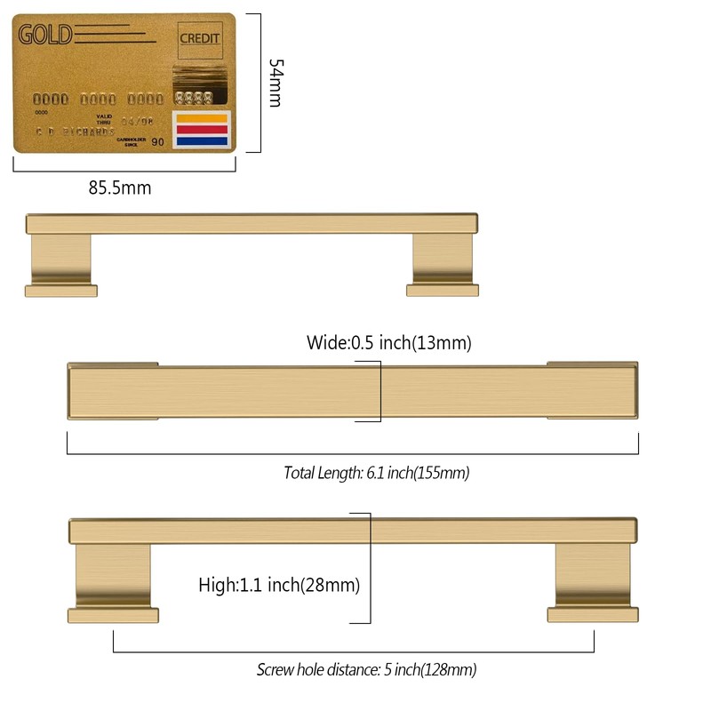 Amerdeco 10 Pack Champagne Bronze Cabinet Pulls 5 Inch(128mm) Hole