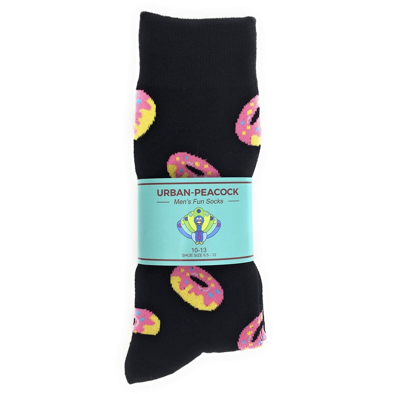 Urban-Peacock Men's Novelty Socks - Multiple Patterns! (Donuts - Black,