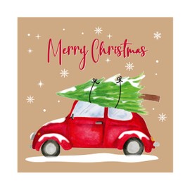 Eurowrap Pack of 12 Assorted Brown Kraft Christmas Cards Xmas Driving Home, 2 Designs Christmas Wishes and Merry Christmas Eco Friendly Packaging 100% Recyclable