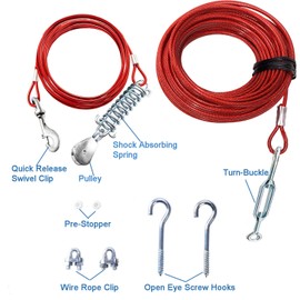 LUFFWELL Dog Runs for Outside, 100FT Dog Runner for Yard with 10FT Dog Tie Out Cable, Heavy Duty Dog Run Lead for Large Dogs, Trolley System Zipline for Dogs 250 Lbs