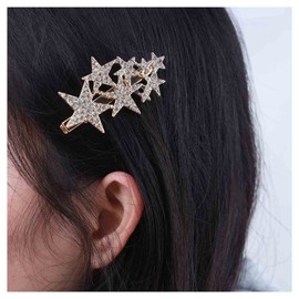 Andelaisi Wedding Rhinestone Star Hair Clip Barrette Vintage Crystal Star Hair Barrette Gold Cz Crystal Hair Clip Hairpin Decorative Paved Cz Star Head Clip Shine Bride Hair Accessories for Women