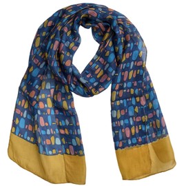 Purple Possum® Scarf Silk Ladies Lightweight 100% Silk Scarves (Blue Abstract)