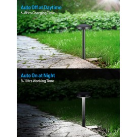 LEONLITE 2CCT Solar Powered Path Lights, 50/100% Dimmable, Auto Dusk to Dawn Landscape Pathway Lights for Sidewalk, Driveway, Garden, 2700K Soft White /4000K Cool White, IP65, 120lm, Black, Pack of 6