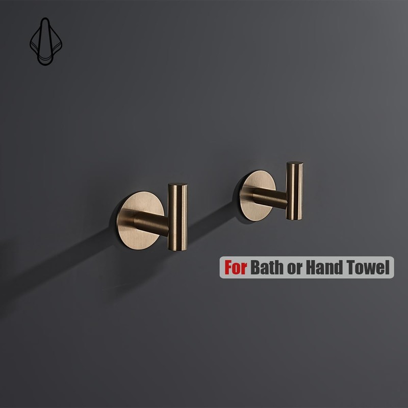 JQK Self Adhesive Towel Hook Champagne Bronze, No Drill Stick