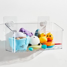 CQUNM Bath Toy Storage Holder for Bathtub, Clear Bath Toy Organizer Large Capacity Bathtub Toy Storage Shower Caddy for Bathroom (1 Large)