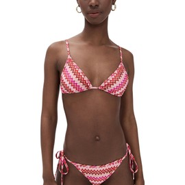 Ramy Brook Women's Azura Bikini Top, Flame Chevron, Red, Print, XL