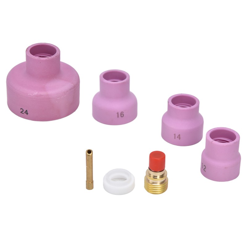 7Pcs TIG Gas Lens Kit Ceramic Cup Electrode Holder Connector