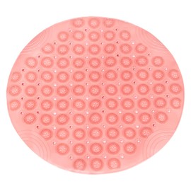 sourcing map Bath Tub Shower Mat, 21.7" x 21.7" PVC Non-Slip Round Shape Shower Mat with Drain Holes, Suction Cups for Bathroom Bathtub, Pink