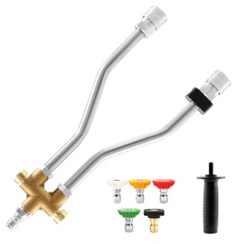 Tool Daily Dual Lance Pressure Washer Wand for Foam Cannon, Pressure Washer Dual Connector Accessory for Soap Cannon, 5 Power Washer Nozzle Tips, 1/4” Quick Connect