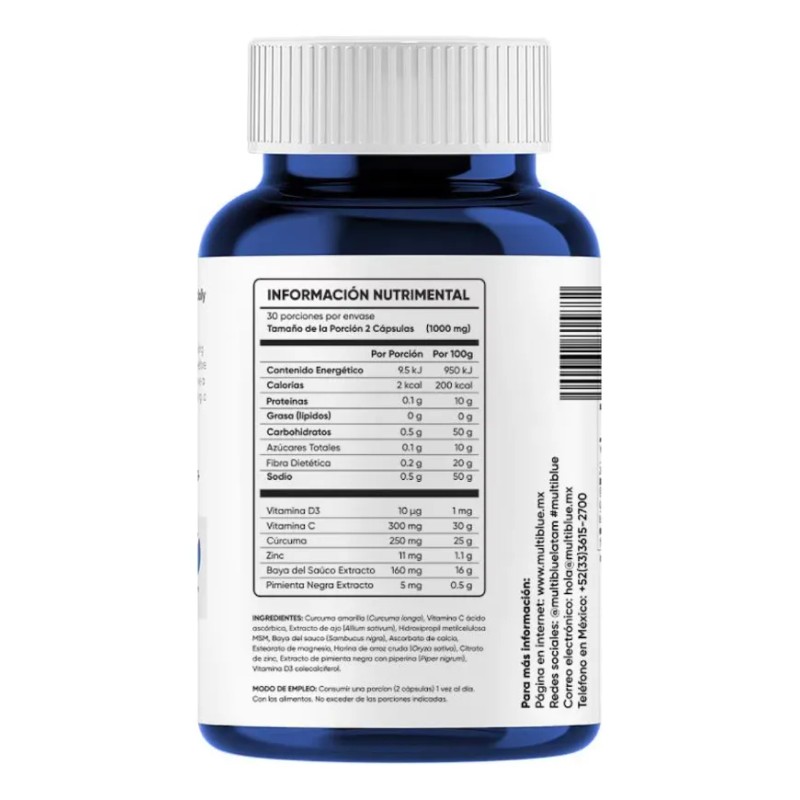 Multiblue Multivitamínico Suplemento Alimenticio con 60 cápsulas Sin sabor
