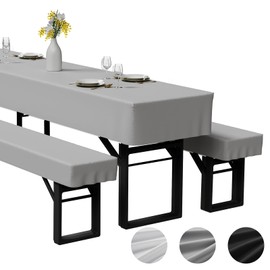 Zdada Set di 3 rivestimenti per mobili da birreria, Include 2 rivestimenti per panca e 1 rivestimento per tavolo in poliestere, Lavabile e fissabile, rivestimenti per mobili da birreria, per banchetti