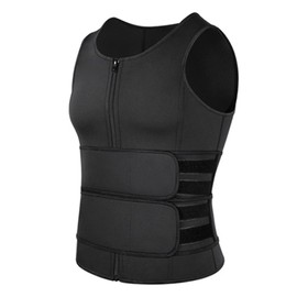 Yinhing Body Shaping Sauna Vest, Men Body Shaping Vest, Breathable Gym Fitness Vest with Double Belt (Black L)