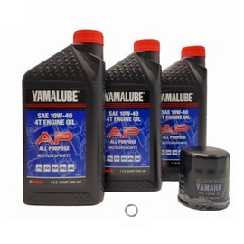 Yamaha R6 (1999-2000) all Models Oil Filter Change Kit Yamaha Part# 3FV-13440-30-00 and 3 Quarts All Purpose LUB-10W40-AP-12